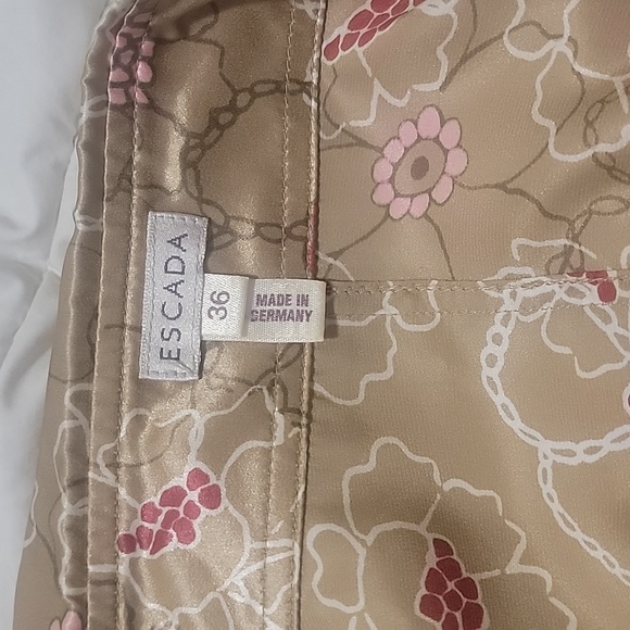 NWOT WOMEN'S ESCADA 100% SILK FLORAL cream long sleeve collar blouse size 36 - Picture 6 of 10